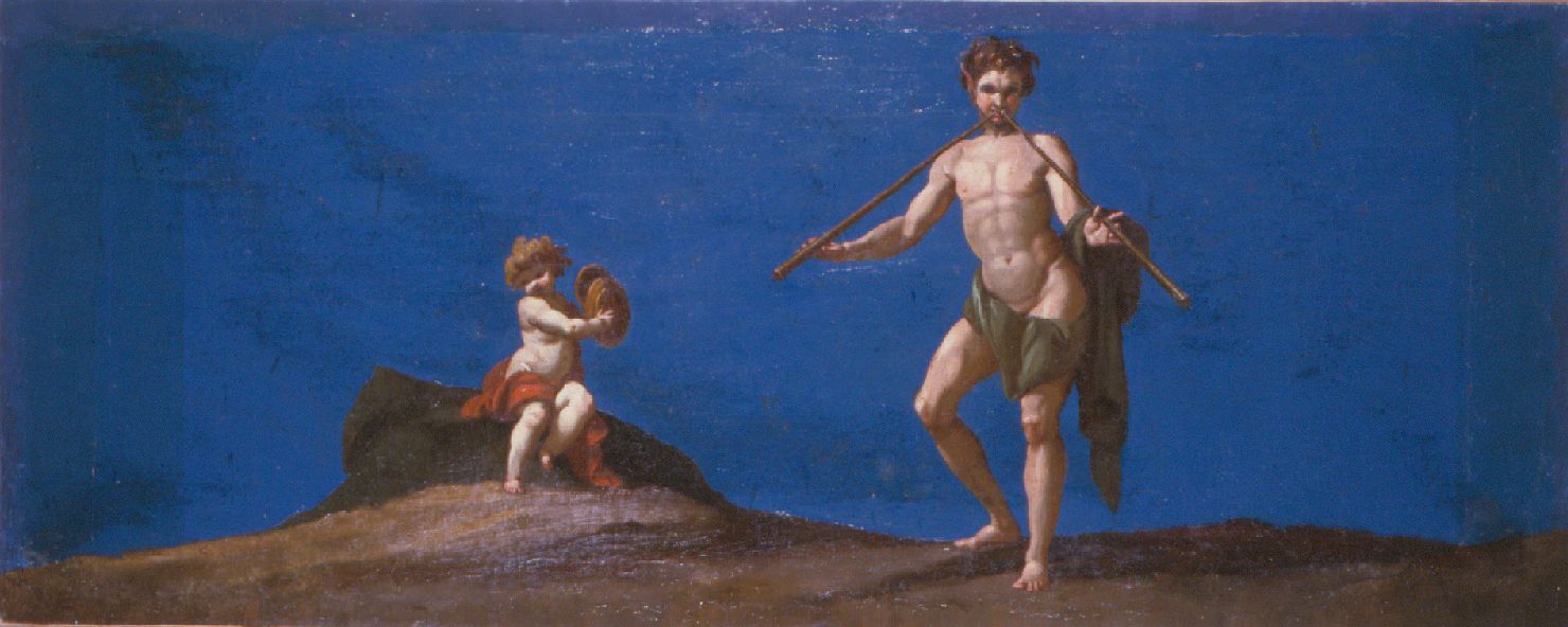 Bacco bambino e satiro (dipinto, serie) di Lucatelli Giuseppe (sec. XVIII)
